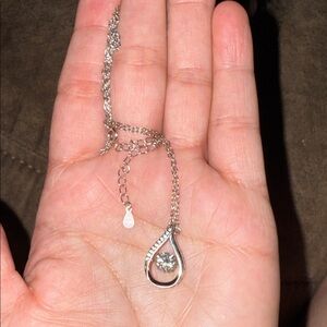 Elegant Silver Mossanite Teardrop Pendant Necklace